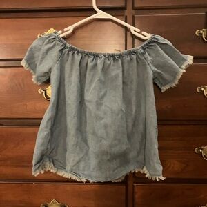 Off-Shoulder Faux Denim Top